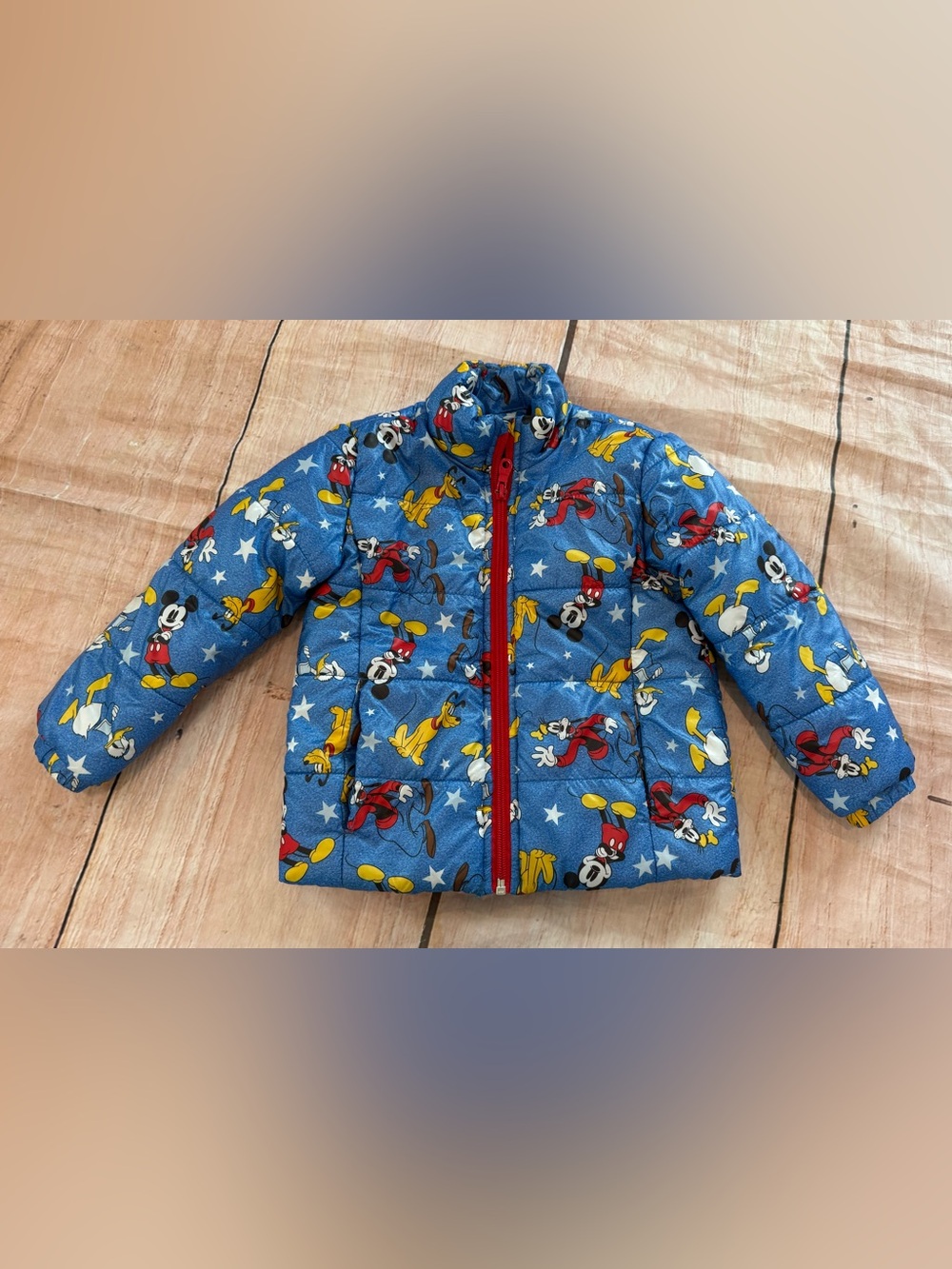 DISNEY Store Mickey Toddler LightWeight Puffy Puffer Jacket Size 2T Goofy Pluto